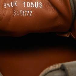 Pre Owned Ermenegildo Zegna Olive Green Leather Triple Stitch Slip On Sneakers Size 44.5