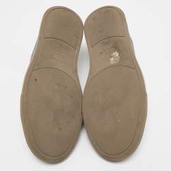 Pre Owned Ermenegildo Zegna Olive Green Leather Triple Stitch Slip On Sneakers Size 44.5