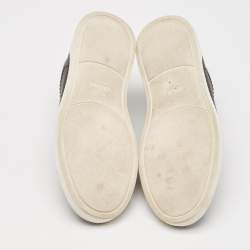 Pre Owned Ermenegildo Zegna Black Leather and Wool Triple Stitch Slip On Sneakers Size 43