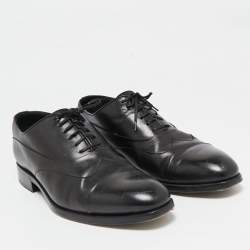 Ermenegildo Zegna Black Leather Lace Up Derby Size 43.5