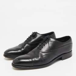 Ermenegildo Zegna Black Leather Lace Up Derby Size 43.5