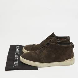 Ermenegildo Zegna Brown Suede Triple Stitch High Top Sneakers Size 43.5