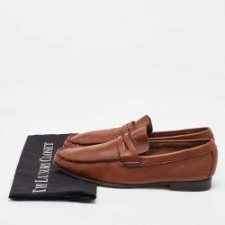 Ermenegildo Zegna Brown Leather Slip On Loafers Size 41