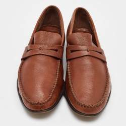 Ermenegildo Zegna Brown Leather Slip On Loafers Size 41
