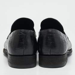 Ermenegildo Zegna Black Alligator Leather Penny  Loafers Size 42