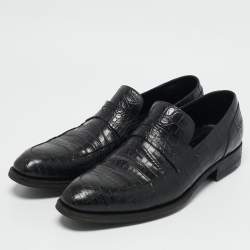 Ermenegildo Zegna Black Alligator Leather Penny  Loafers Size 42