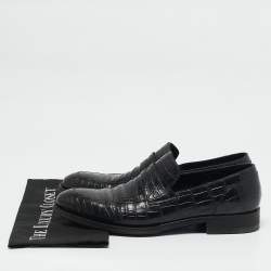 Ermenegildo Zegna Black Alligator Leather Penny  Loafers Size 42