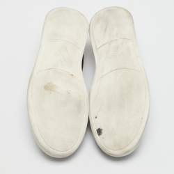 Pre Owned Ermenegildo Zegna Navy Blue Leather Triple stitch Slip On Sneakers Size 44