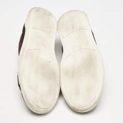 Pre Owned Ermenegildo Zegna Dark Brown Suede Triple Stitch Slip On Sneakers Size 45