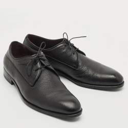 Ermenegildo Zegna Black Leather Lace Up Derby Size 42