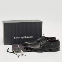 Ermenegildo Zegna Black Leather Lace Up Derby Size 42