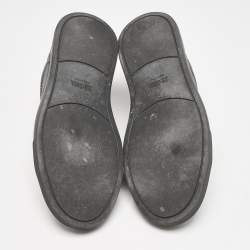 Pre Owned Ermenegildo Zegna Black Leather Triple Stitch Slip On Sneakers Size 42.5