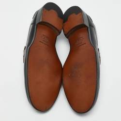 Ermenegildo Zegna Black Leather Penny Slip On Loafers Size 45