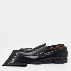 Ermenegildo Zegna Black Leather Penny Slip On Loafers Size 45