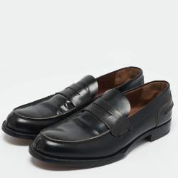Ermenegildo Zegna Black Leather Penny Slip On Loafers Size 45
