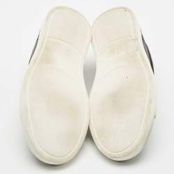 Pre Owned Ermenegildo Zegna Black Leather triple stitch Slip On Sneakers Size 45