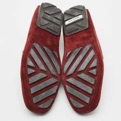 Ermenegildo Zegna Dark Red Suede Driver Loafers Size 42