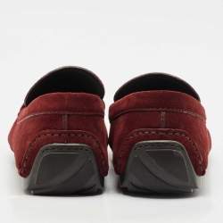 Ermenegildo Zegna Dark Red Suede Driver Loafers Size 42