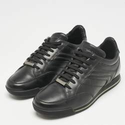 Ermenegildo Zegna Black Leather Lace Up Sneakers Size 40