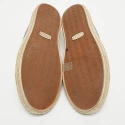 Pre Owned Ermenegildo Zegna Grey Canvas and Leather Triple Stitch Espadrilles Size 44.5