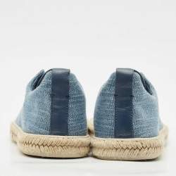 Ermenegildo Zegna Blue Canvas and Leather Triple Stitch Espadrilles Size 44.5