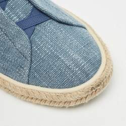 Ermenegildo Zegna Blue Canvas and Leather Triple Stitch Espadrilles Size 44.5