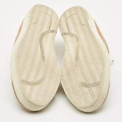 Pre Owned Ermenegildo Zegna Camel Brown/White Canvas and Leather Low Top Sneakers Size 43.5