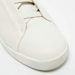 Pre Owned Ermenegildo Zegna Couture White Leather Triple Stitch Low Top Sneakers Size 43