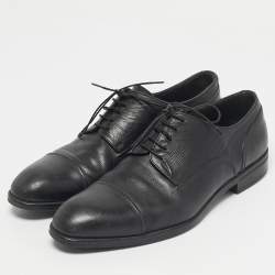 Pre Owned Ermenegildo Zegna Black Leather Lace Up Derby Size 44