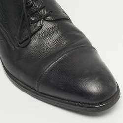 Pre Owned Ermenegildo Zegna Black Leather Lace Up Derby Size 44