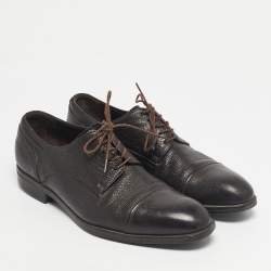 Pre Owned Ermenegildo Zegna Brown Leather Lace Up Derby Size 44