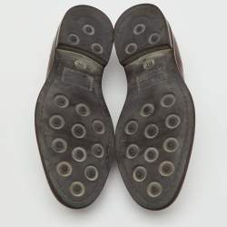 Pre Owned Ermenegildo Zegna Dark Brown Leather Brogue Wingtip Lace Up Derby Size 42