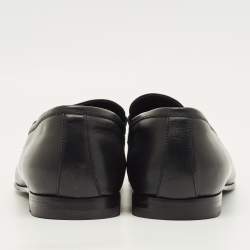 Pre Owned حذاء لوفرز ايرمنيجيلدو زينيا جلد أسود بإبزيم مقاس 41.5