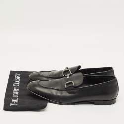 Pre Owned حذاء لوفرز ايرمنيجيلدو زينيا جلد أسود بإبزيم مقاس 41.5