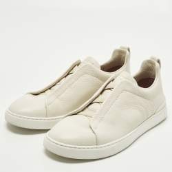 Pre Owned حذاء رياضي إيرمنجليدو زينيا حياكة ثلاثية كانفاس بيج سليب أون مقاس 44