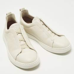 Pre Owned حذاء رياضي إيرمنجليدو زينيا حياكة ثلاثية كانفاس بيج سليب أون مقاس 44