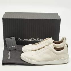 Pre Owned حذاء رياضي إيرمنجليدو زينيا حياكة ثلاثية كانفاس بيج سليب أون مقاس 44