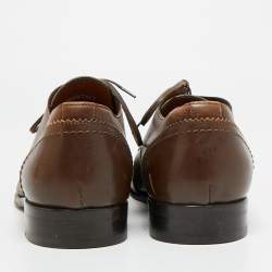 Pre Owned حذاء ديربي إيرمينجيلدو زينيا جلد بني غامق مع جناح برباط مقاس 42