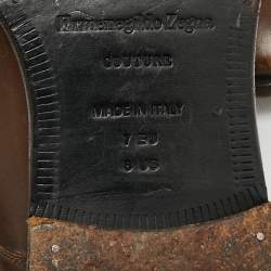 Pre Owned حذاء ديربي إيرمينجيلدو زينيا جلد بني غامق مع جناح برباط مقاس 42