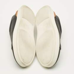 Pre Owned حذاء رياضي إيرمنجلدو زينيا حياكة ثلاثية جلد أسود سهل الارتداء مقاس 42