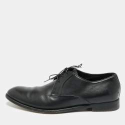 Pre Owned Ermenegildo Zegna Size 43 Black Leather Lace Up Derby Shoes