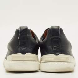 مملوكة مسبقًا Ermenegildo Zegna Triple stitch Size 41 Navy Blue Leather Slip On Sneakers