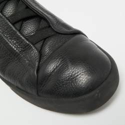 مملوكة مسبقًا Ermenegildo Zegna Triple Stitch Size 44.5 Black Leather Slip On Sneakers