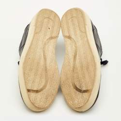 Pre Owned Ermenegildo Zegna Size 41 Navy Blue/Dark Brown Leather Low Top Sneakers