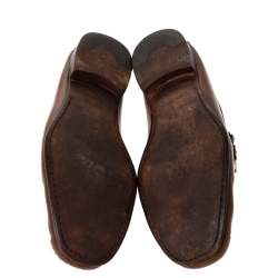 Ermenegildo Zegna Brown Leather Horsebit Slip On Loafers Size 42.5