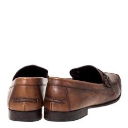 Ermenegildo Zegna Brown Leather Horsebit Slip On Loafers Size 42.5