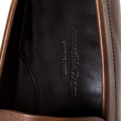 Ermenegildo Zegna Brown Leather Horsebit Slip On Loafers Size 42.5