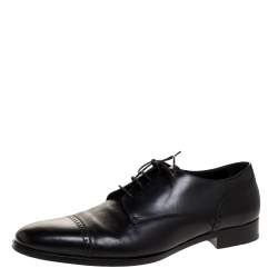 Ermenegildo Zegna Black Brogue Leather Lace Up Oxford Size 43.5 