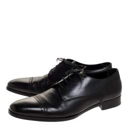 Pre Owned Ermenegildo Zegna Black Brogue Leather Lace Up Oxford Size 43.5
