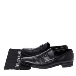 Ermenegildo Zegna Black Leather Penny Loafers Size 44